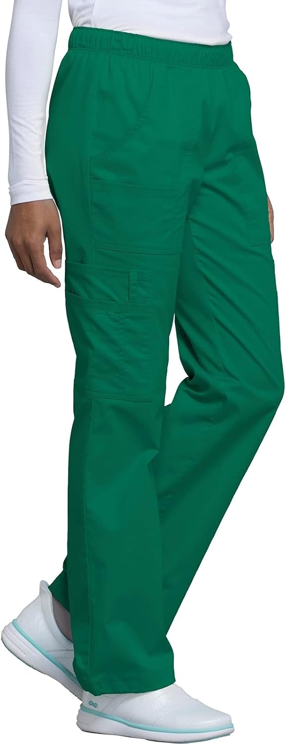 image:imageCherokee Scrub Pants for Women Mid Rise PullOn Cargo Medical Uniform 7 Pocket Elastic Waist Adjustable Hem Stretch 4005Hunter Green