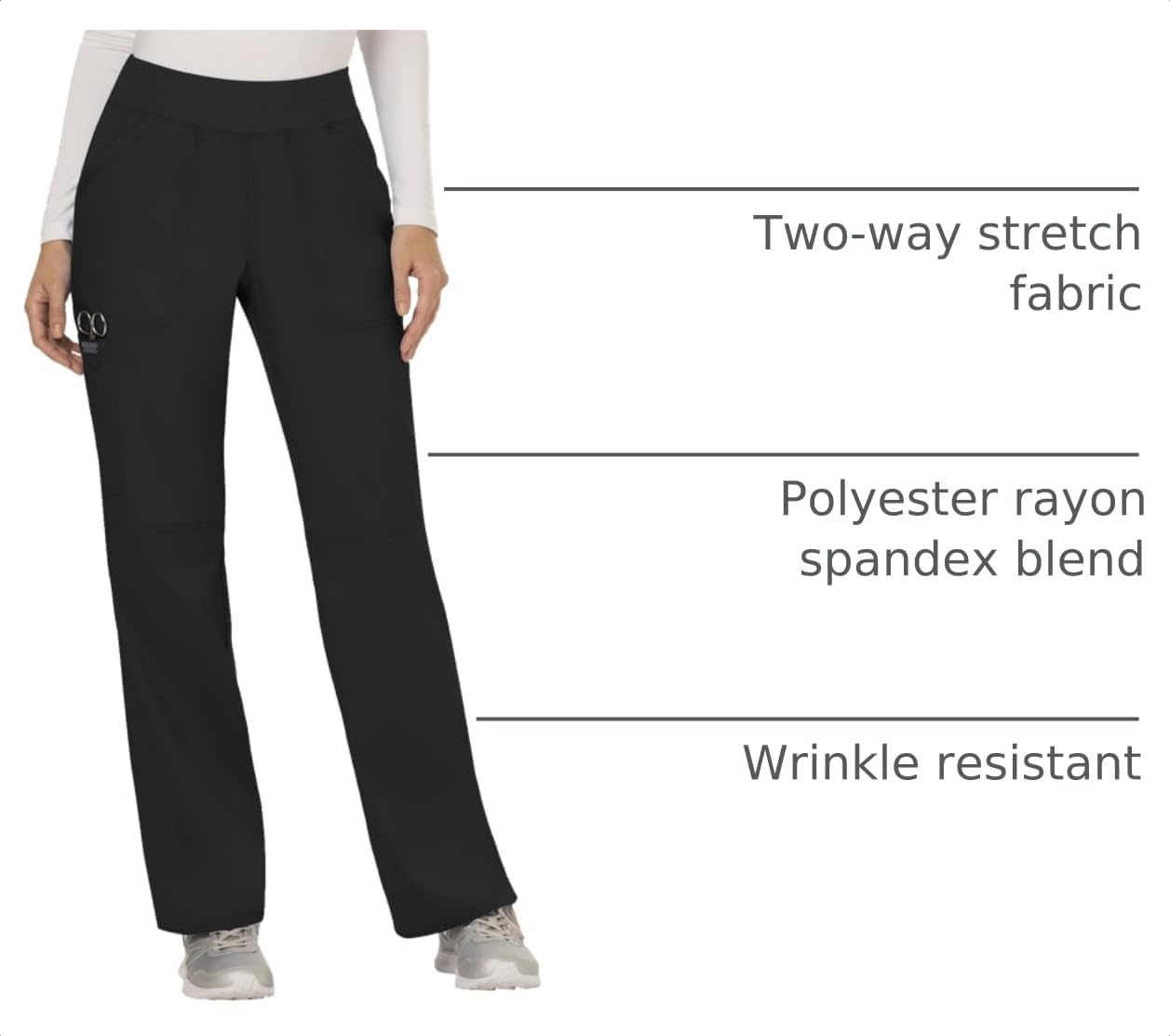 image:imageCherokee Womens Mid Rise Straight Leg Pullon PantBlack