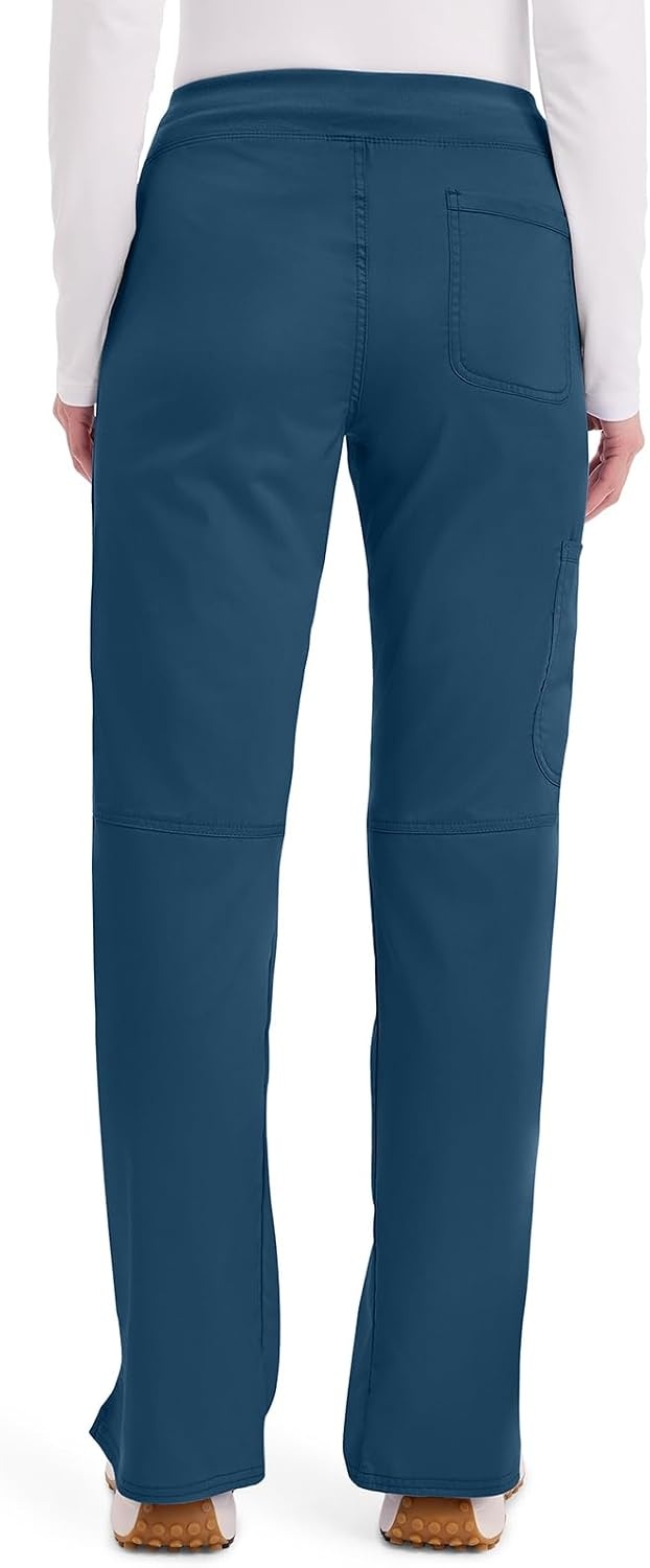 image:imageCherokee Womens Mid Rise Straight Leg Pullon PantCaribbean Blue
