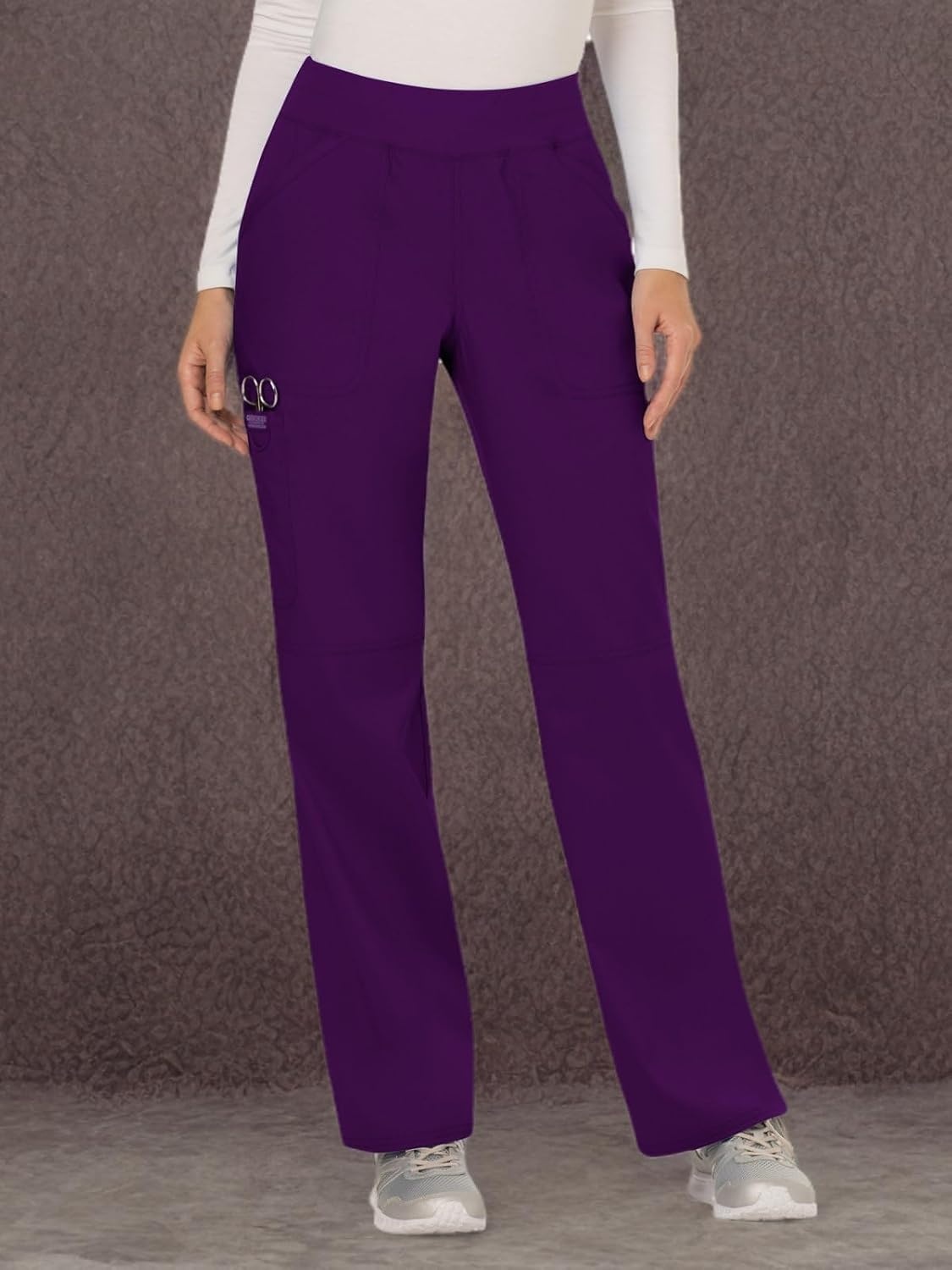 image:imageCherokee Womens Mid Rise Straight Leg Pullon PantEggplant