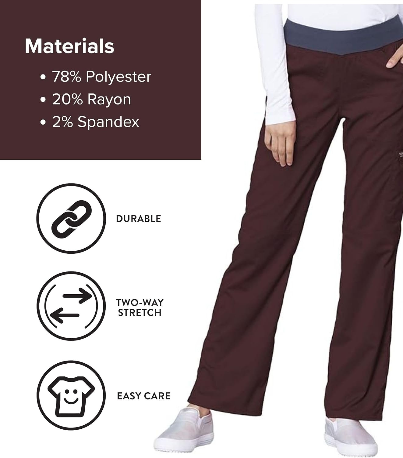 image:imageCherokee Womens Mid Rise Straight Leg Pullon PantEspresso