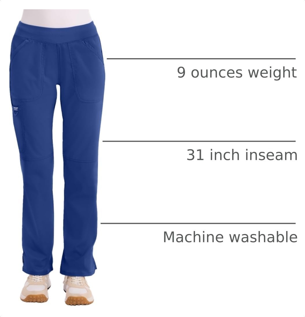 image:imageCherokee Womens Mid Rise Straight Leg Pullon PantGalaxy Blue