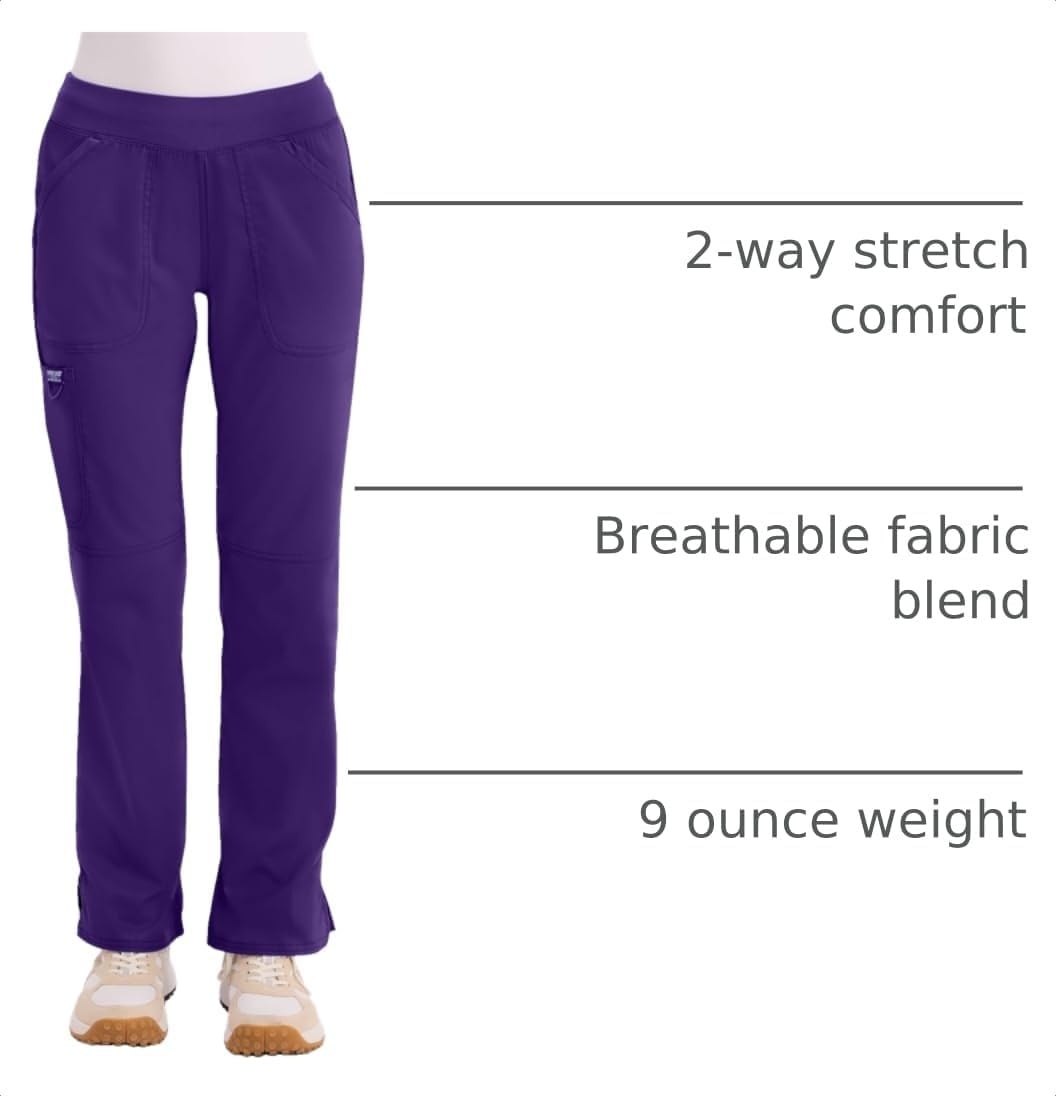 image:imageCherokee Womens Mid Rise Straight Leg Pullon PantGrape