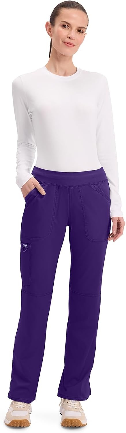 image:imageCherokee Womens Mid Rise Straight Leg Pullon PantGrape