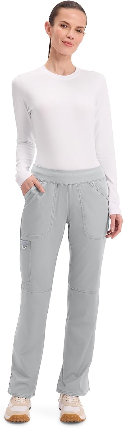 image:imageCherokee Womens Mid Rise Straight Leg Pullon PantGrey