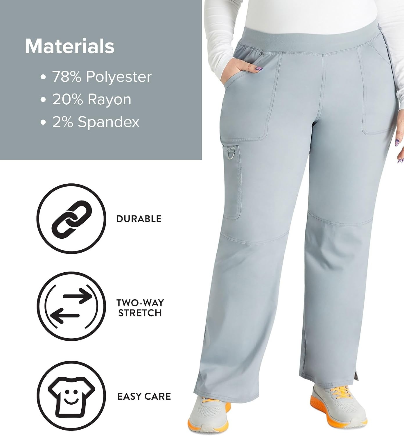 image:imageCherokee Womens Mid Rise Straight Leg Pullon PantGrey