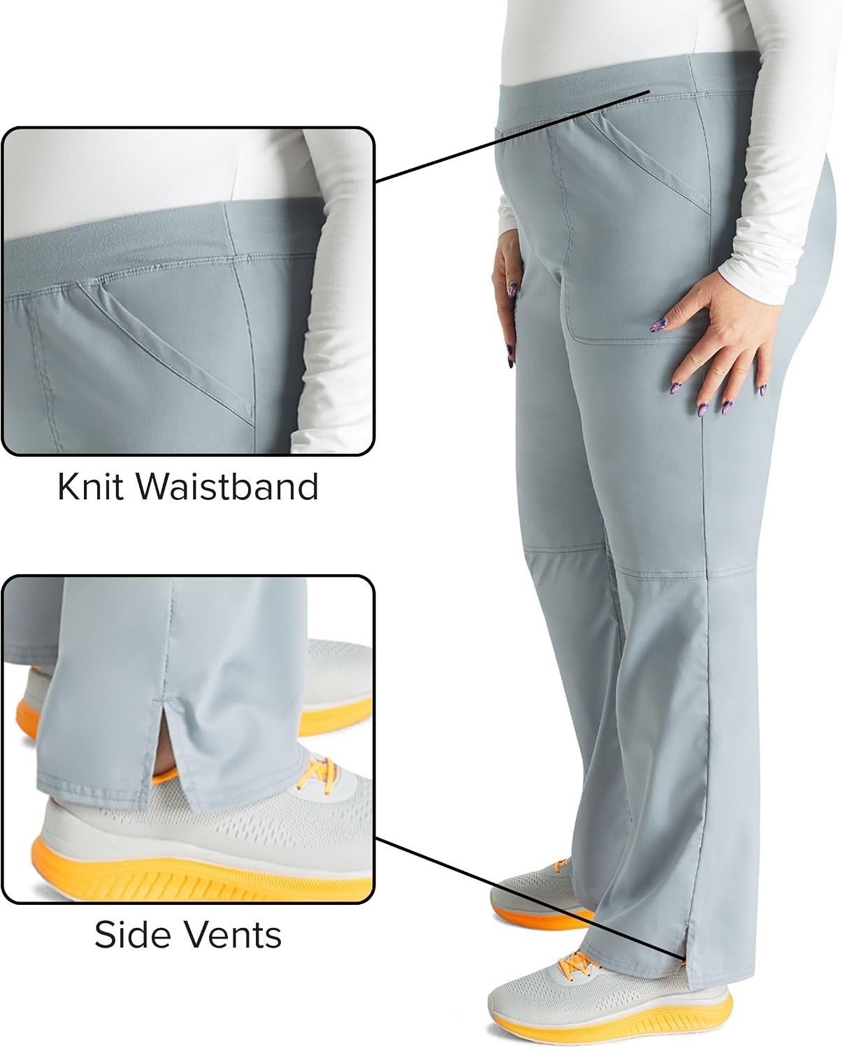 image:imageCherokee Womens Mid Rise Straight Leg Pullon PantGrey