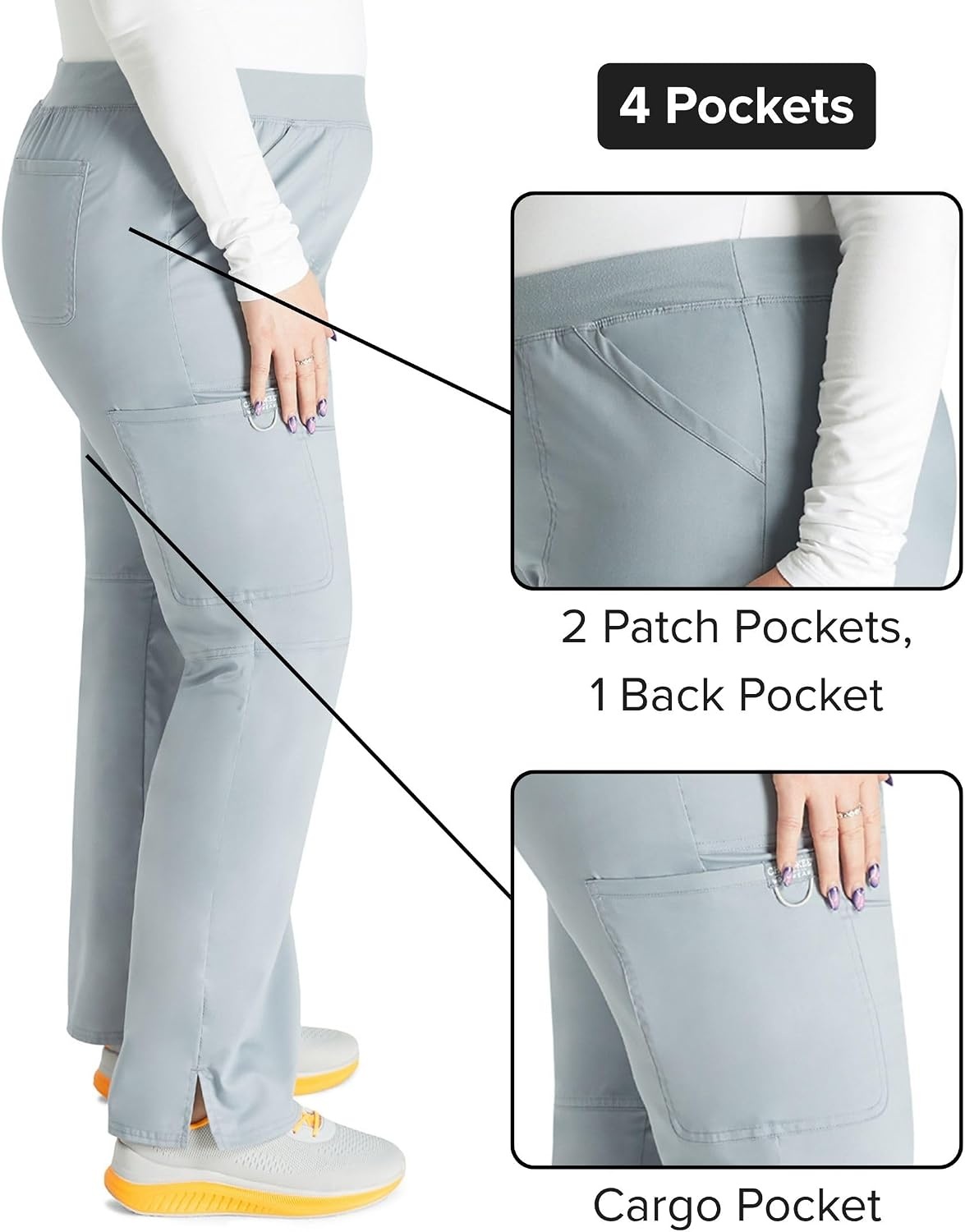 image:imageCherokee Womens Mid Rise Straight Leg Pullon PantGrey