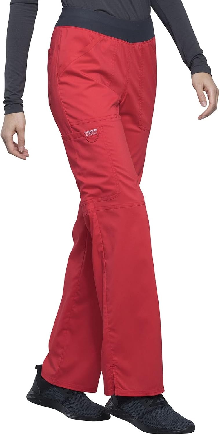 image:imageCherokee Womens Mid Rise Straight Leg Pullon PantHot Tomato