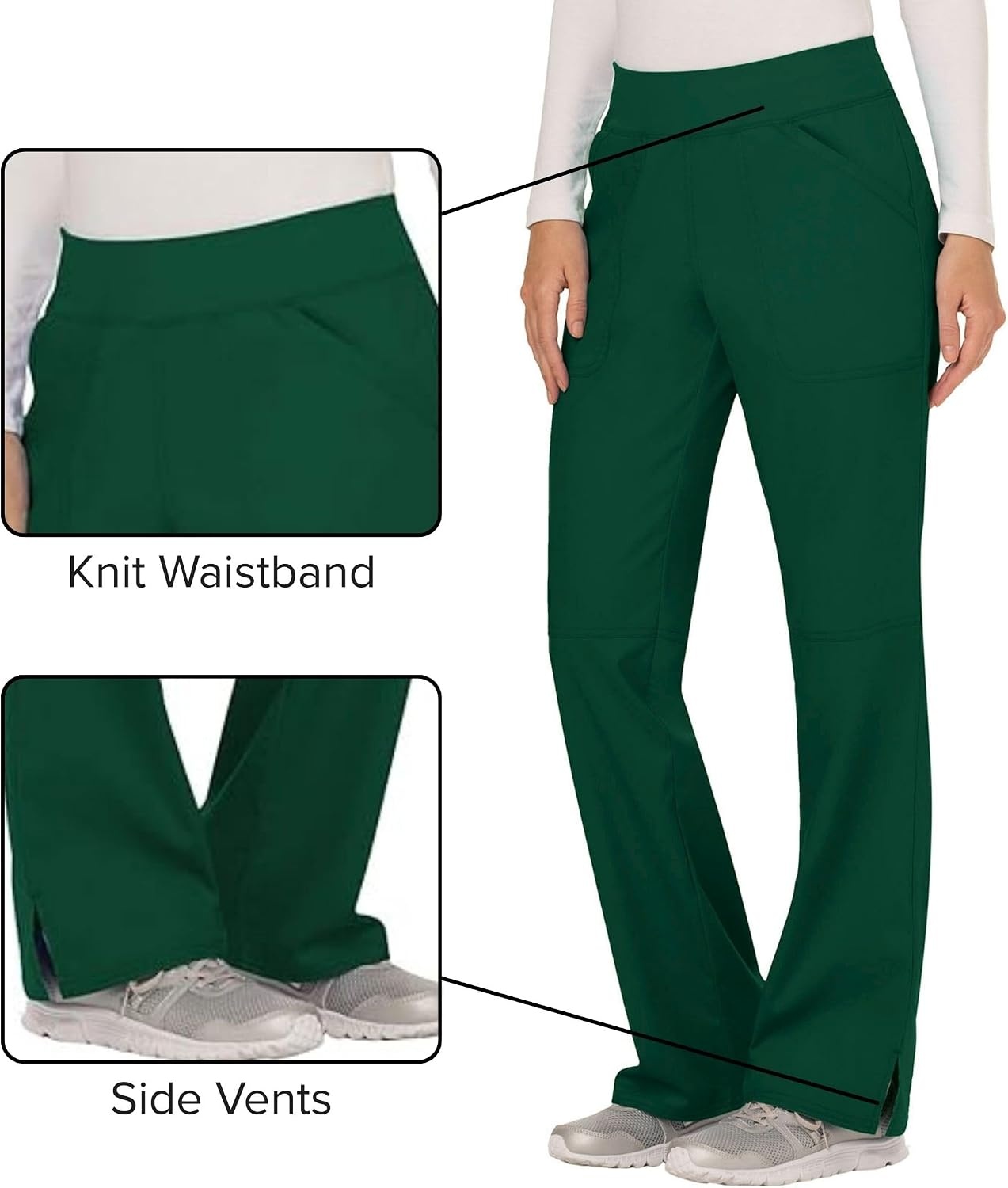 image:imageCherokee Womens Mid Rise Straight Leg Pullon PantHunter Green