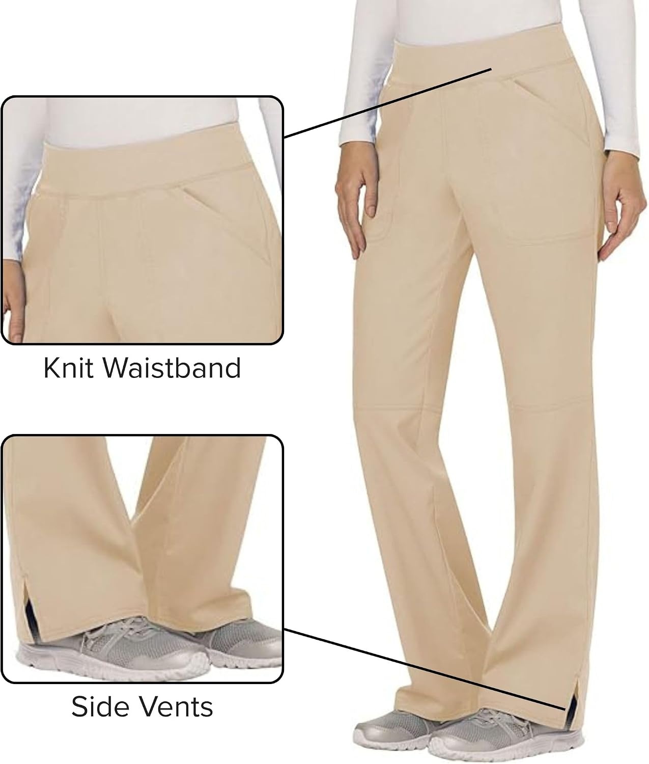 image:imageCherokee Womens Mid Rise Straight Leg Pullon PantKhaki