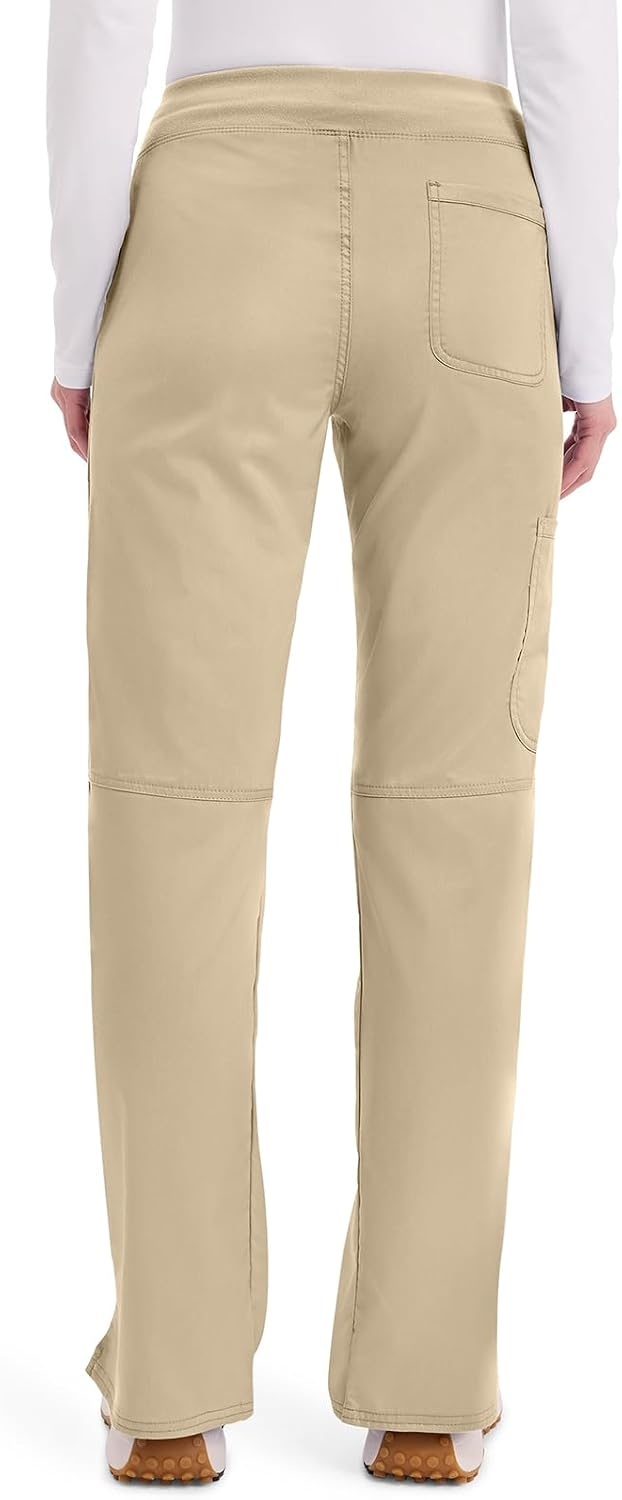 image:imageCherokee Womens Mid Rise Straight Leg Pullon PantKhaki