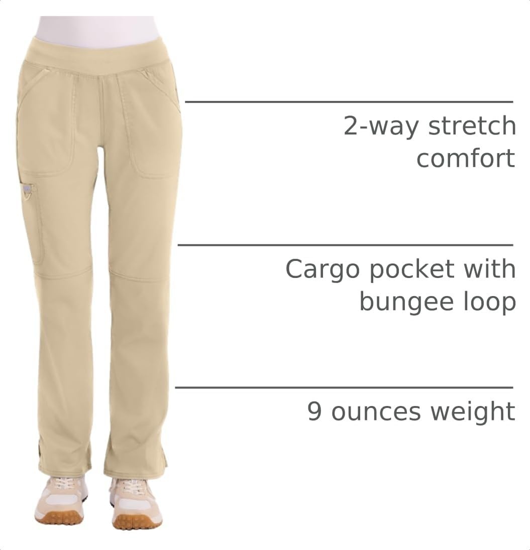 image:imageCherokee Womens Mid Rise Straight Leg Pullon PantKhaki