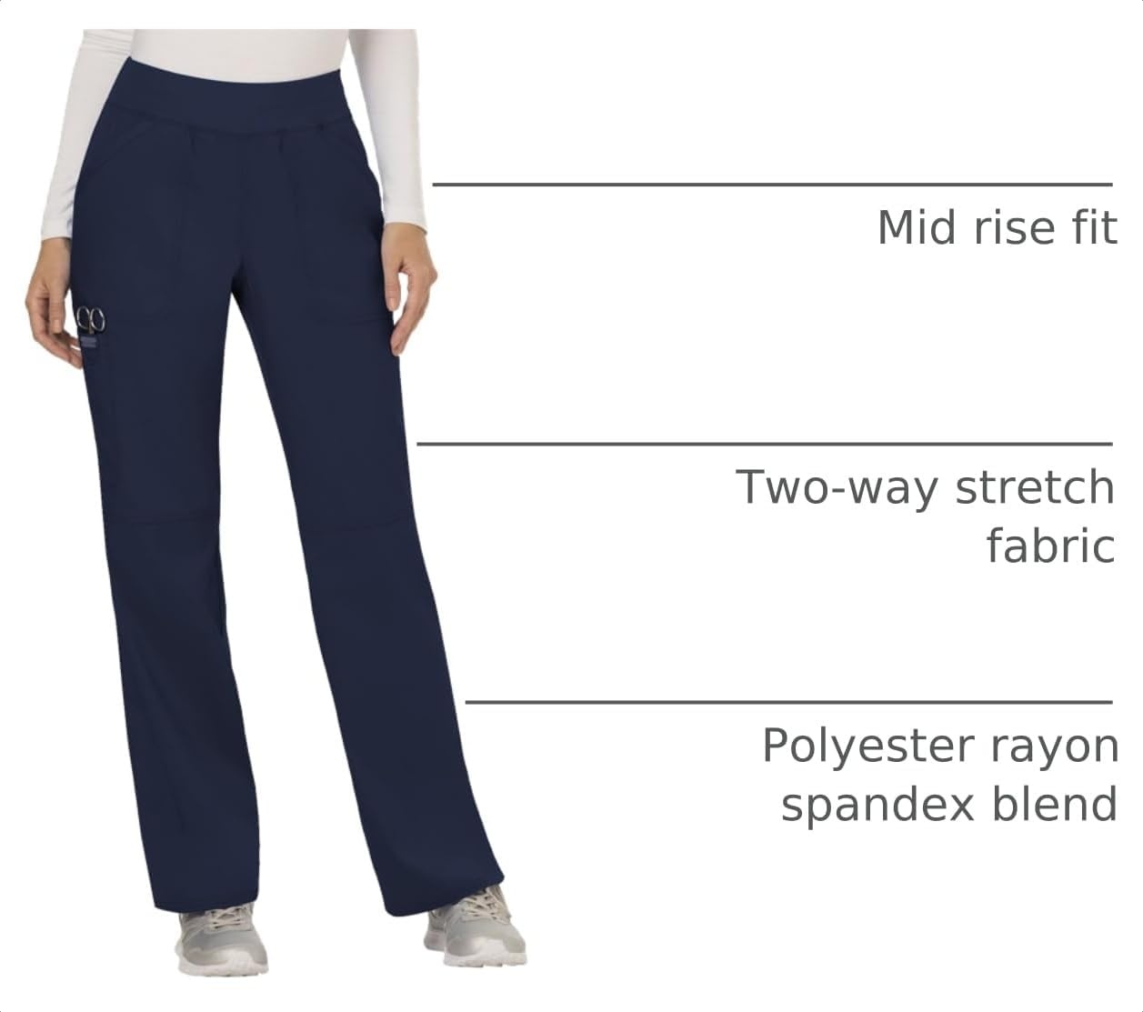 image:imageCherokee Womens Mid Rise Straight Leg Pullon PantNavy
