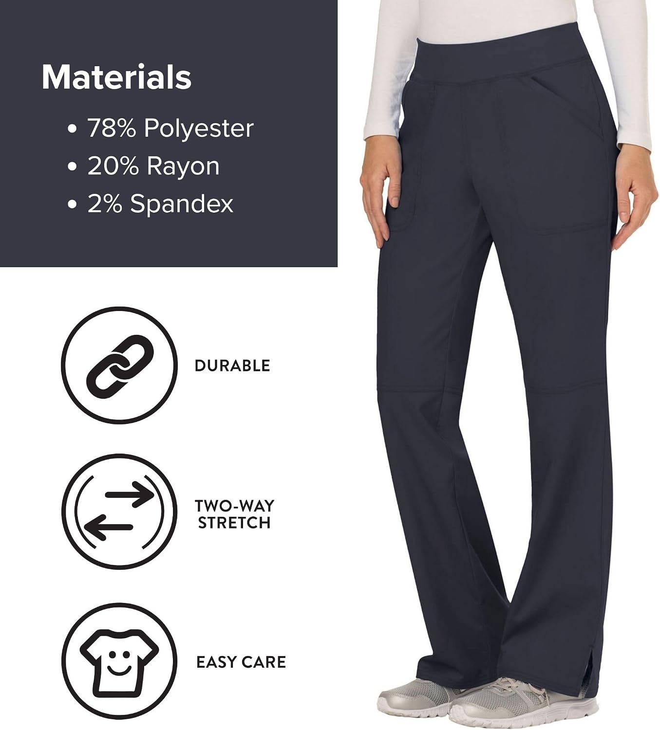 image:imageCherokee Womens Mid Rise Straight Leg Pullon PantPewter