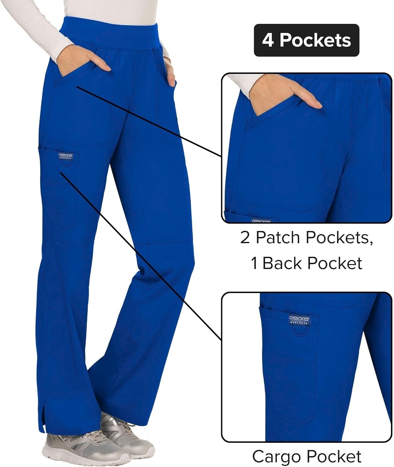 image:imageCherokee Womens Mid Rise Straight Leg Pullon PantRoyal