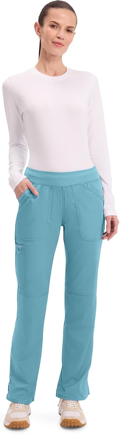 image:imageCherokee Womens Mid Rise Straight Leg Pullon PantSoft Marine