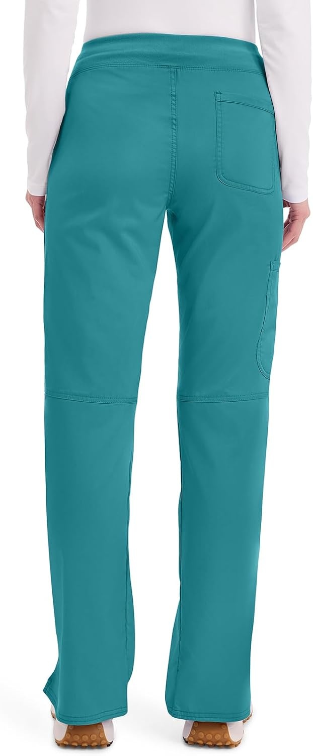 image:imageCherokee Womens Mid Rise Straight Leg Pullon PantTeal Blue