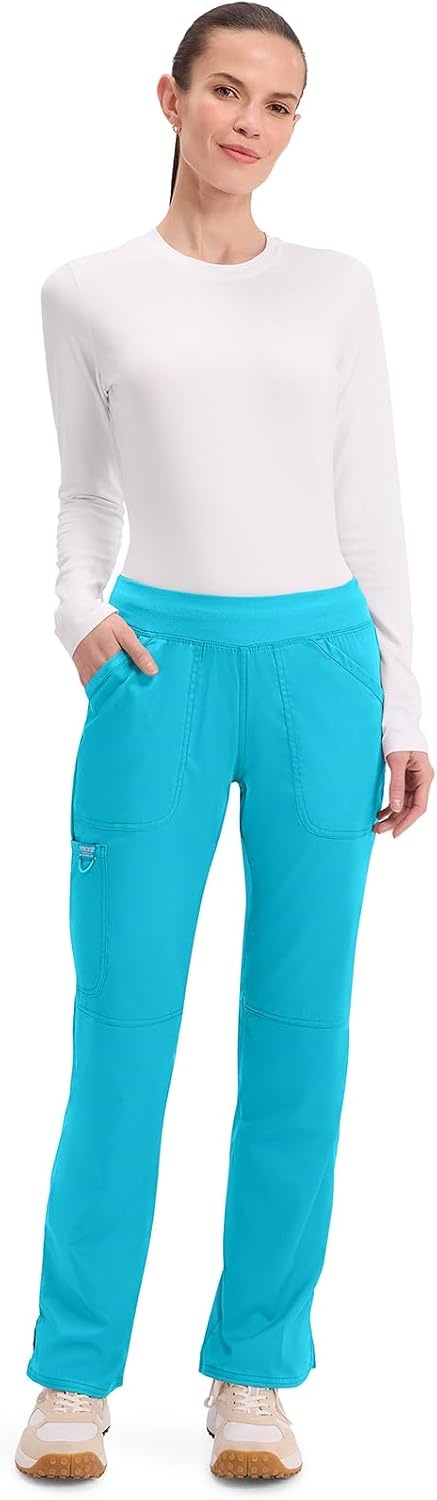 image:imageCherokee Womens Mid Rise Straight Leg Pullon PantTurquoise