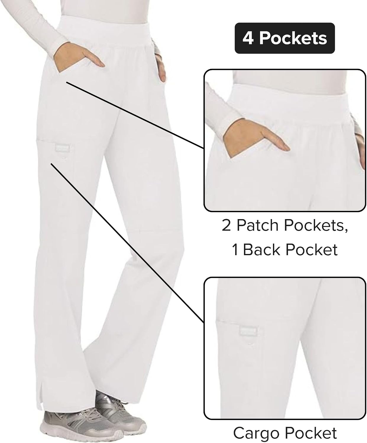 image:imageCherokee Womens Mid Rise Straight Leg Pullon PantWhite