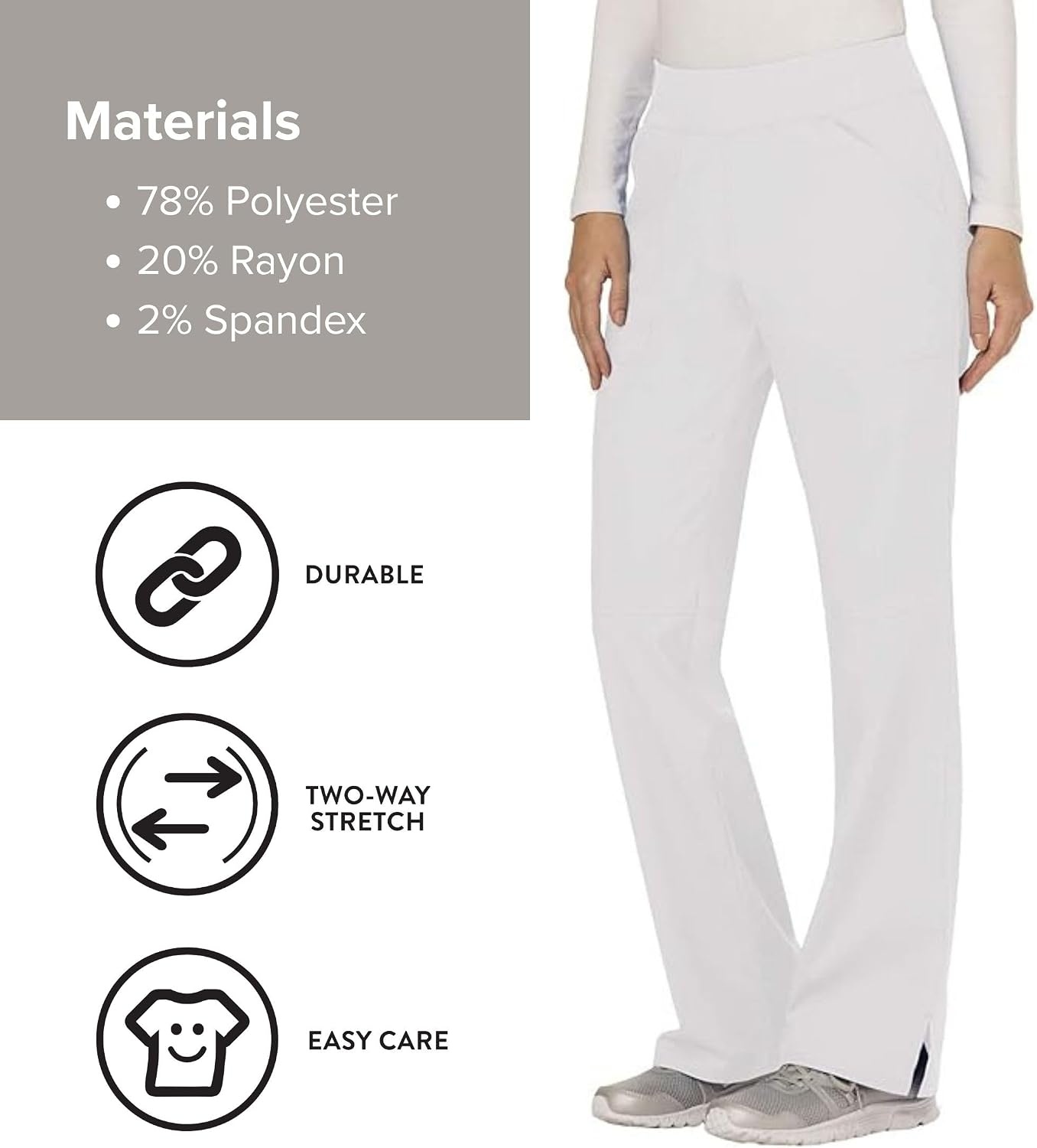image:imageCherokee Womens Mid Rise Straight Leg Pullon PantWhite