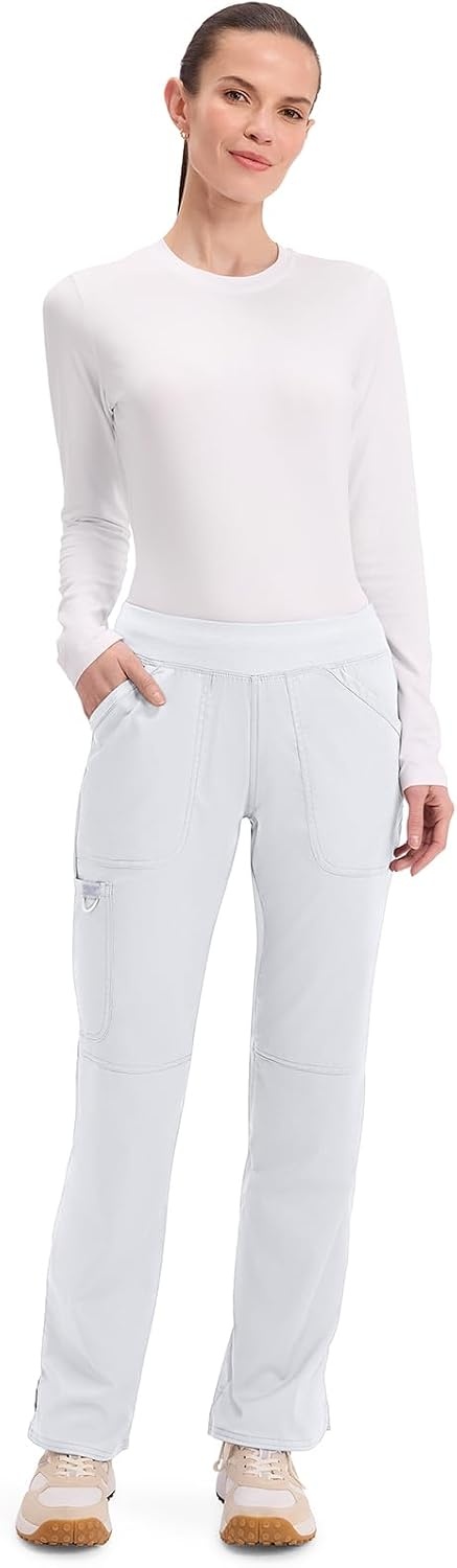 image:imageCherokee Womens Mid Rise Straight Leg Pullon PantWhite