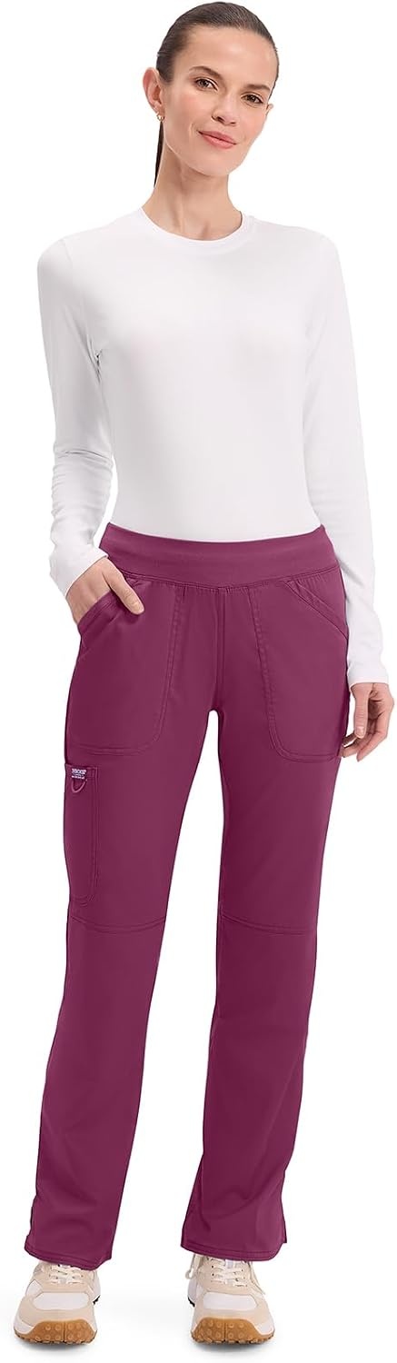 image:imageCherokee Womens Mid Rise Straight Leg Pullon PantWine