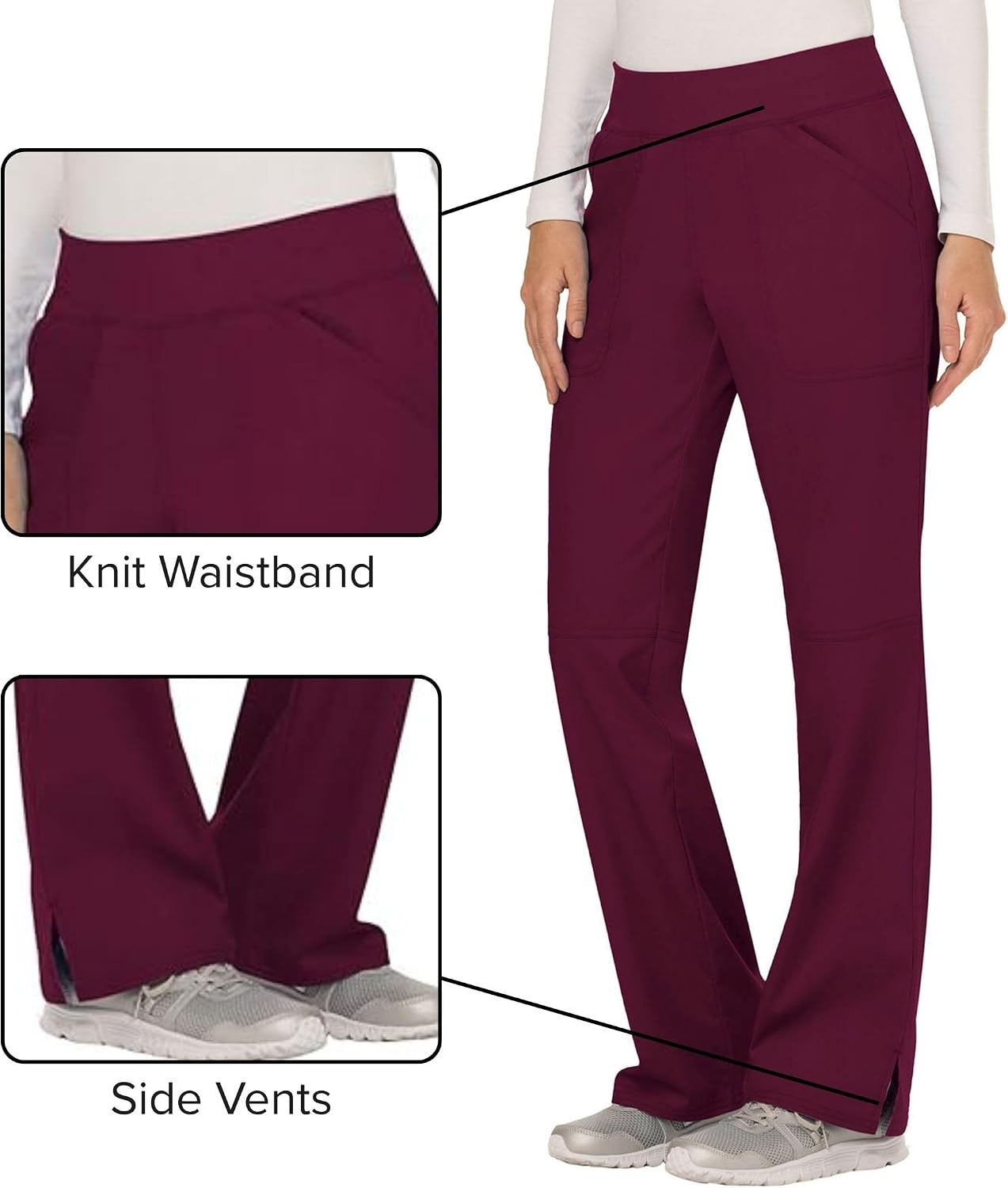 image:imageCherokee Womens Mid Rise Straight Leg Pullon PantWine