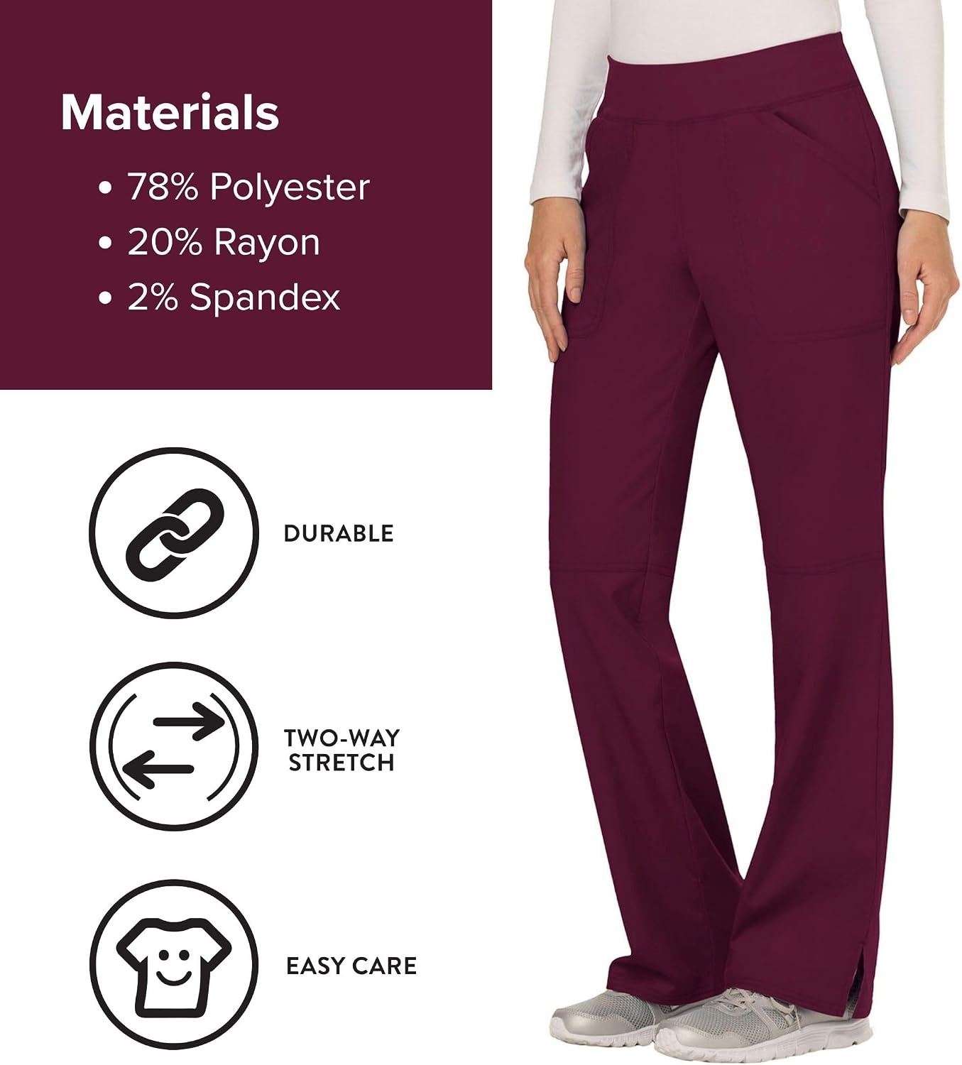 image:imageCherokee Womens Mid Rise Straight Leg Pullon PantWine