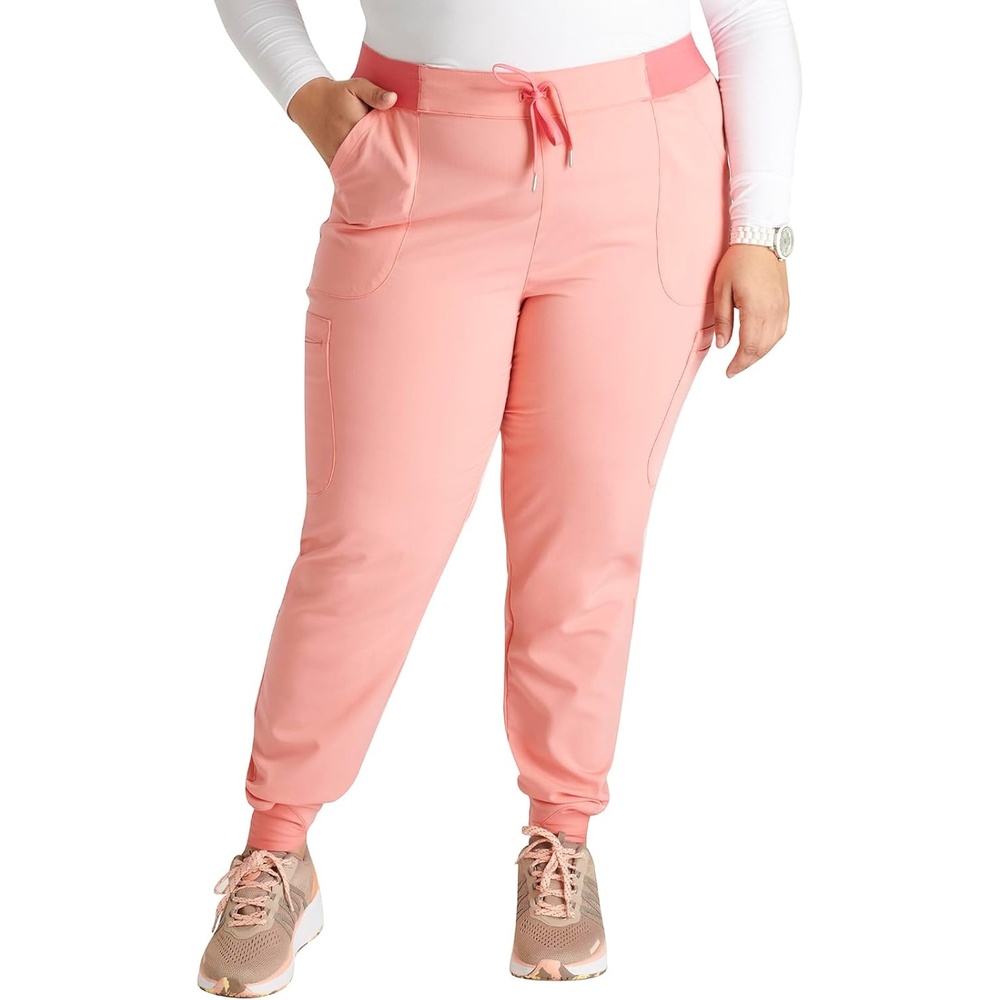 image:imageCherokee Atmos Mid Rise Scrub Pants for Women PullOn Jogger 4 PocketsSugar Melon