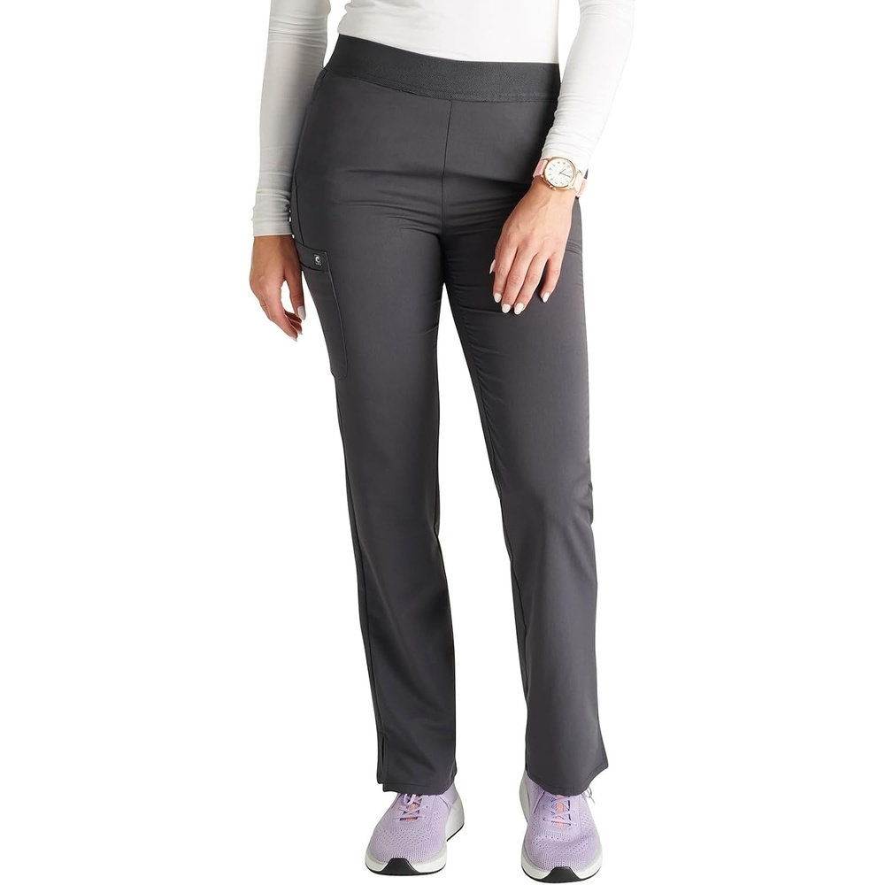 image:imageCherokee Atmos Scrub Pants for Women Straight Leg PullOn Mid RisePewter