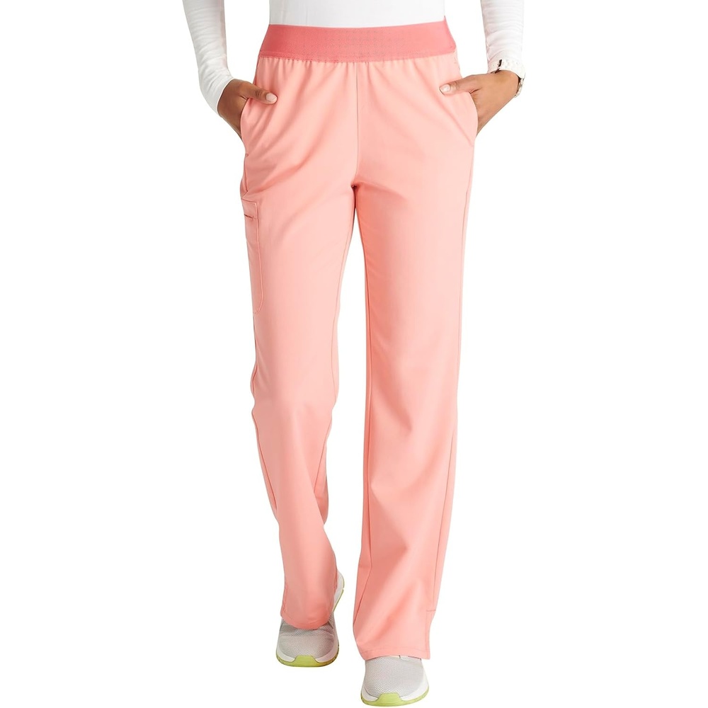 image:imageCherokee Atmos Scrub Pants for Women Straight Leg PullOn Mid RiseSugar Melon