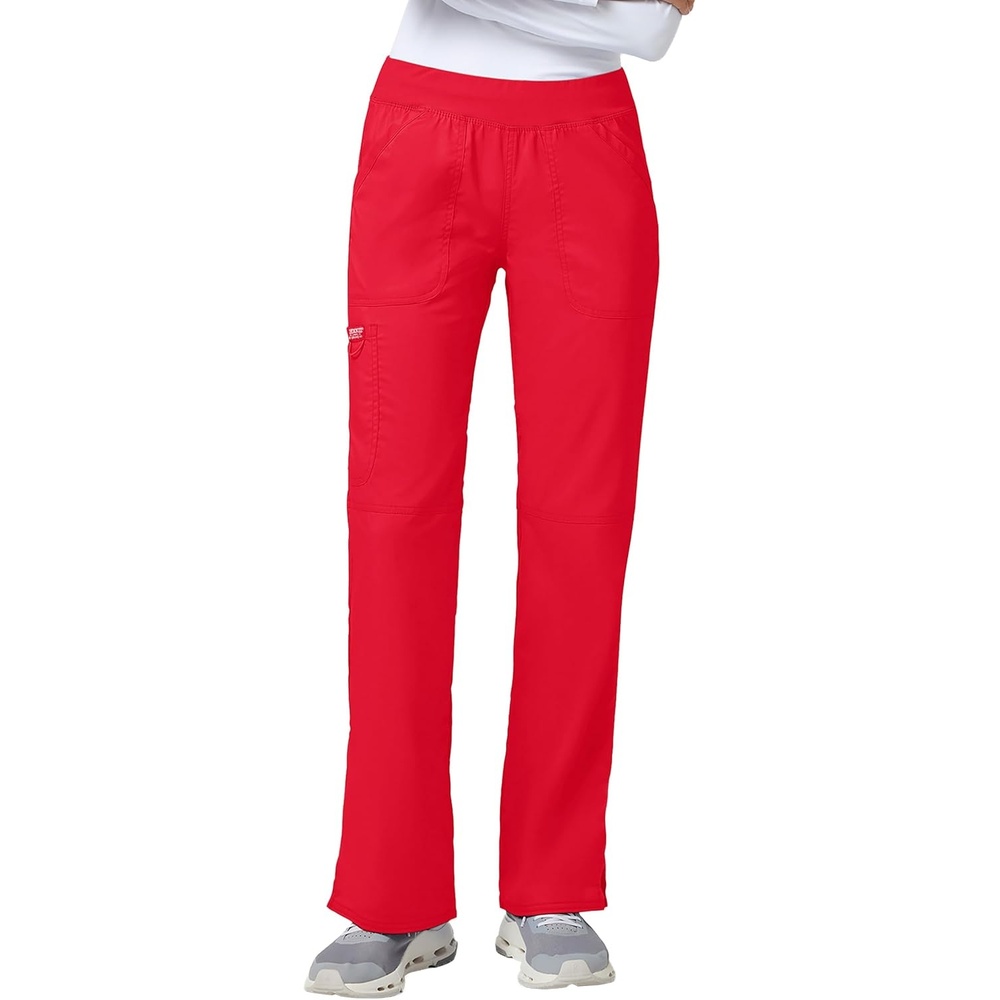 image:imageCherokee Womens Mid Rise Straight Leg Pullon PantSweet Paprika