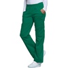 Cherokee Scrub Pants for Women Mid Rise Pull-On Cargo Medical Uniform 7 Pocket Elastic Waist Adjustable Hem Stretch – 4005(Hunter Green)