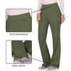 Cherokee Women’s Mid Rise Straight Leg Pull-on Pant(Olive)