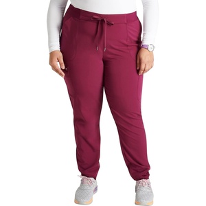 Cherokee Atmos Mid Rise Scrub Pants for Women Pull-On Jogger 4 Pockets(Wine)