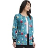 Cherokee Printed Snap Front Womens Scrub Jacket with 2 Pockets(Happy Holidogs)