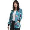 Cherokee Printed Snap Front Womens Scrub Jacket with 2 Pockets(Happy Holidogs)