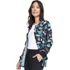 Cherokee Printed Snap Front Womens Scrub Jacket with 2 Pockets(I’m a Dentisaurus)