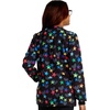 Cherokee Printed Snap Front Womens Scrub Jacket with 2 Pockets(Loving Stars)