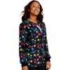 Cherokee Printed Snap Front Womens Scrub Jacket with 2 Pockets(Loving Stars)