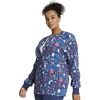 Cherokee Printed Snap Front Womens Scrub Jacket with 2 Pockets(Scrub Life)
