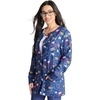 Cherokee Printed Snap Front Womens Scrub Jacket with 2 Pockets(Sweet Tooth)