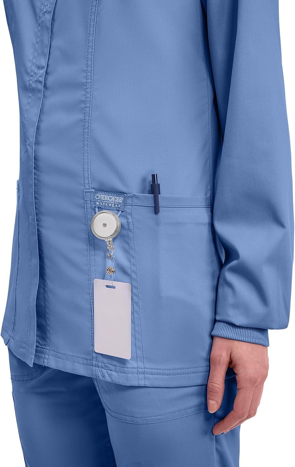 image:imageCherokee WW Revolution Scrub Jackets for Woman Snap Front Nurse JacketCiel