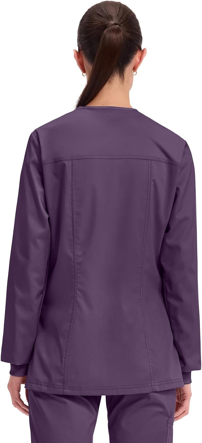 image:imageCherokee WW Revolution Scrub Jackets for Woman Snap Front Nurse JacketEggplant