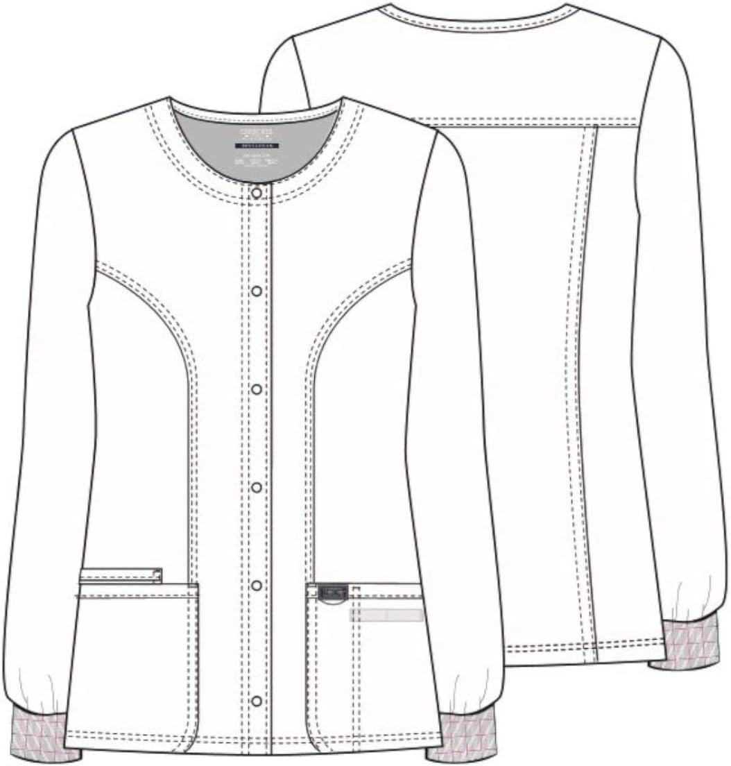 image:imageCherokee WW Revolution Scrub Jackets for Woman Snap Front Nurse JacketElectric Pink