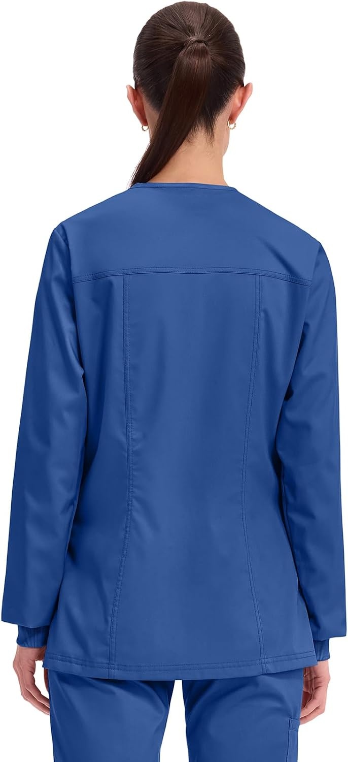 image:imageCherokee WW Revolution Scrub Jackets for Woman Snap Front Nurse JacketGalaxy Blue