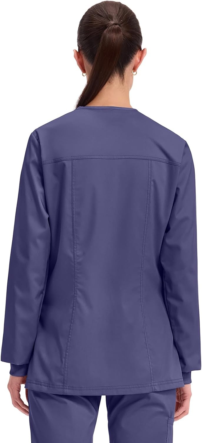 image:imageCherokee WW Revolution Scrub Jackets for Woman Snap Front Nurse JacketGrape