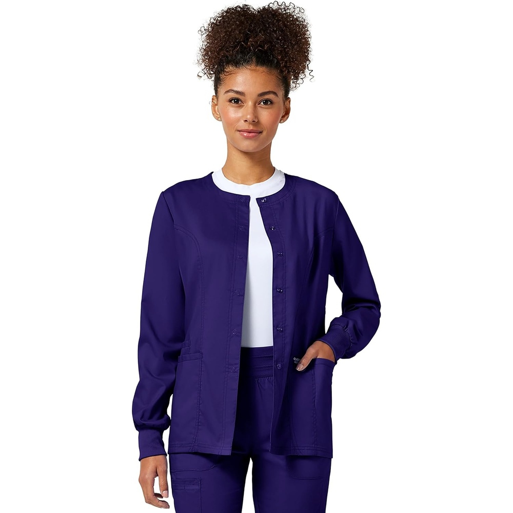 image:imageCherokee WW Revolution Scrub Jackets for Woman Snap Front Nurse JacketGrape
