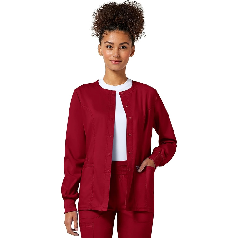 image:imageCherokee WW Revolution Scrub Jackets for Woman Snap Front Nurse JacketRed